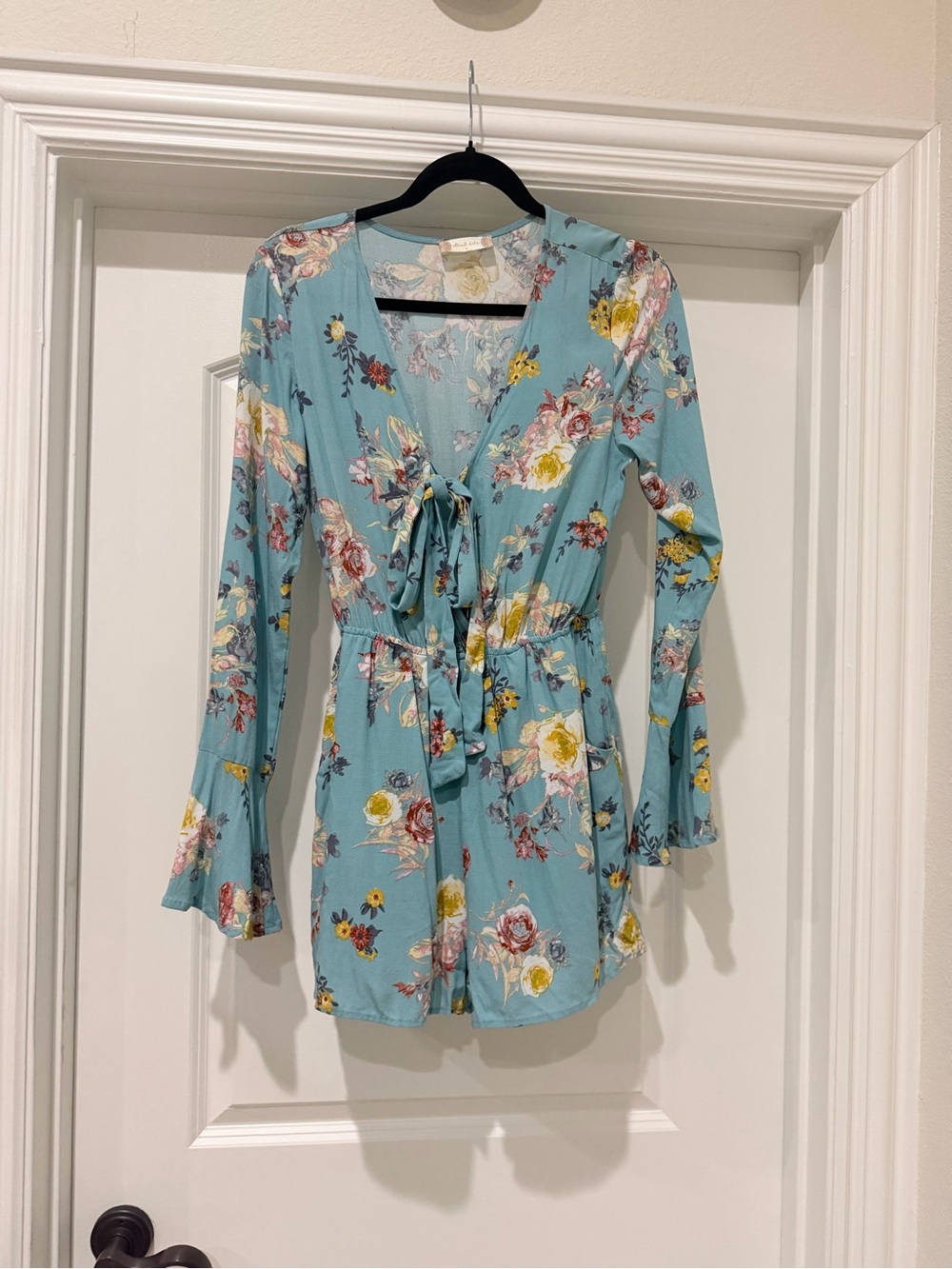 Altar'd State Light Blue Floral Tie-Front Tunic